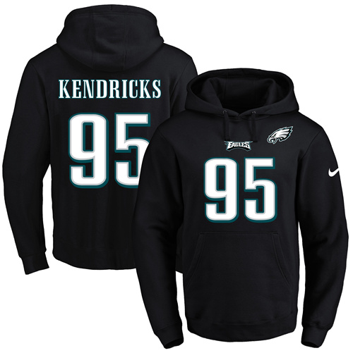 Nike Eagles #95 Mychal Kendricks Black Name & Number Pullover NFL Hoodie - Click Image to Close